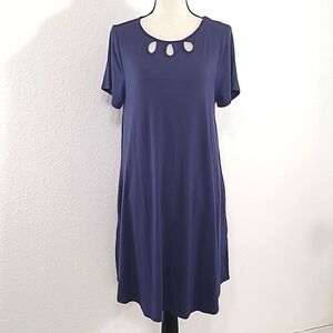 *NWT* SHIELA ROSE Navy Blue Short Sleeve Dress w/Keyhole Cut-Outs, size M